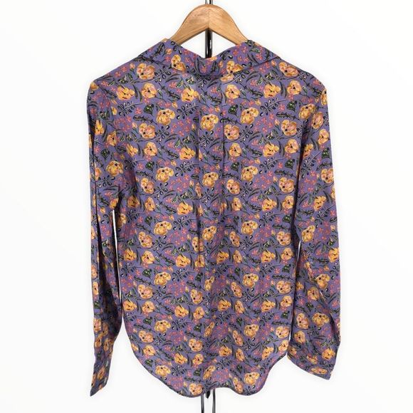 Nrvna Mode Cosette Floral Blouse Purple Floral Long Sleeve NWT size Small - Picture 10 of 13